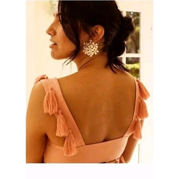 NWT Antonio Melani Nat Note Linen Maxi Dress Cece Tassel Women's 12 Pink NWI - Picture 5 of 16